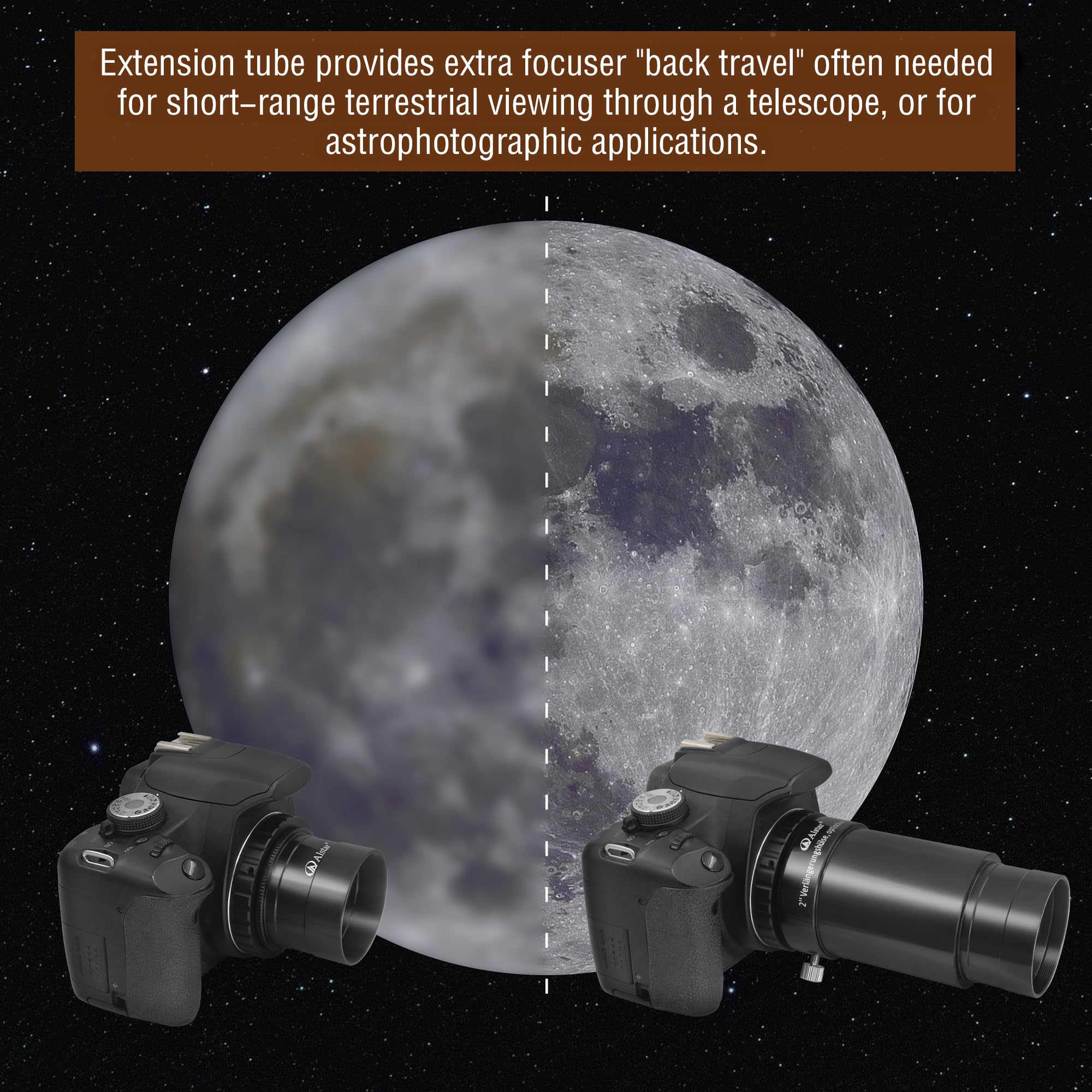 Alstar 2 Inch Telescope Eyepiece Extension Tube Adapter   Optical Length 80Mm   With Standand 2 Inch Filter Threads